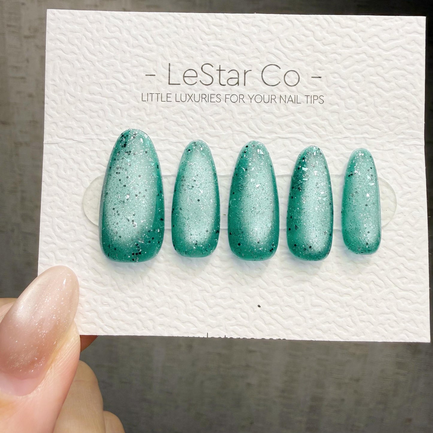 Timed Offer 4 For 3) Handmade Press On Frozen Mint Cat Eye Gel Nails