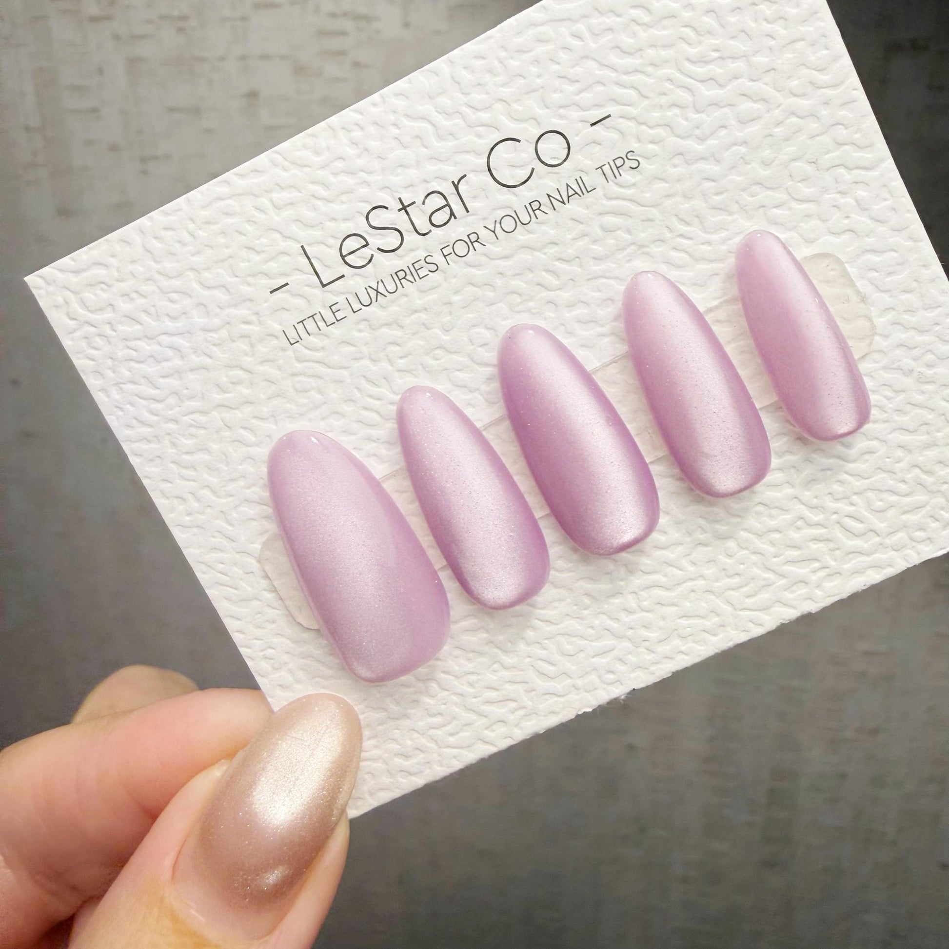 Handmade Lilac Whisper Cat Eye Gel Press On Nails – Reusable, Customizable Manicure