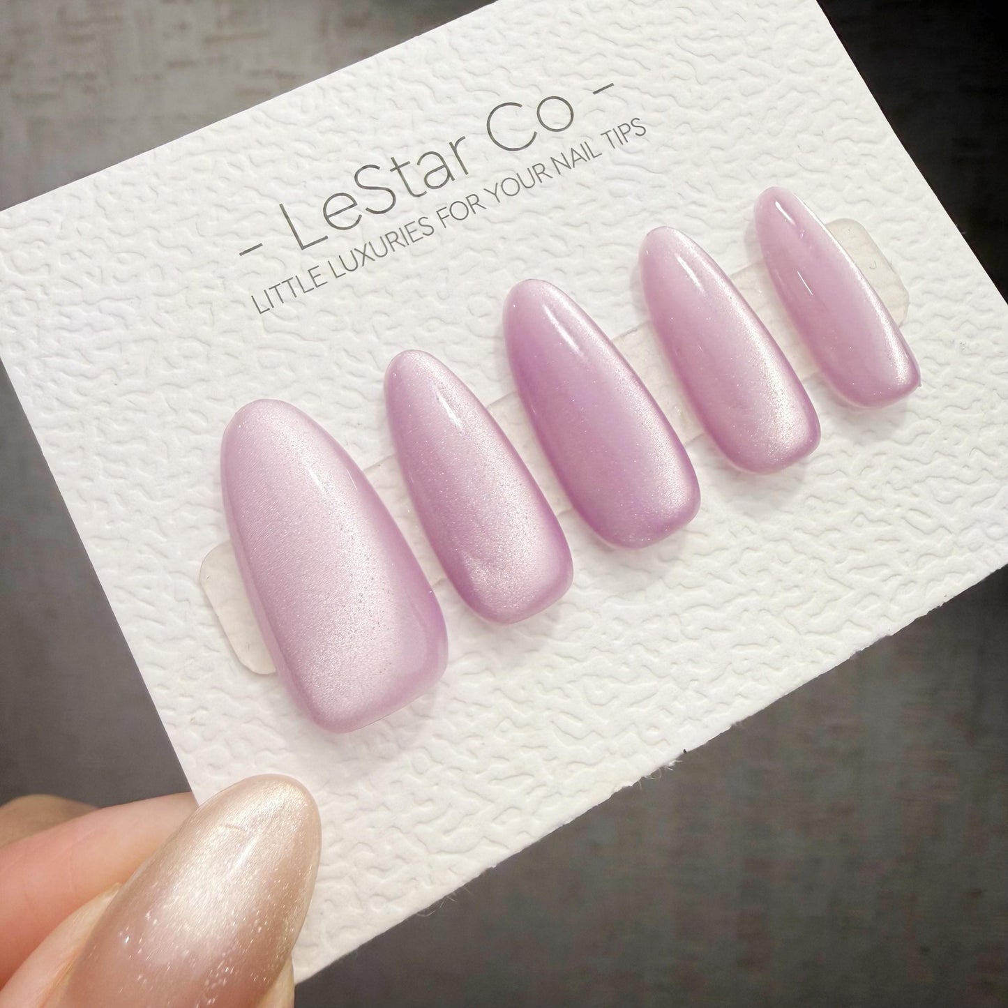 Handmade Lilac Whisper Cat Eye Gel Press On Nails – Reusable, Customizable Manicure