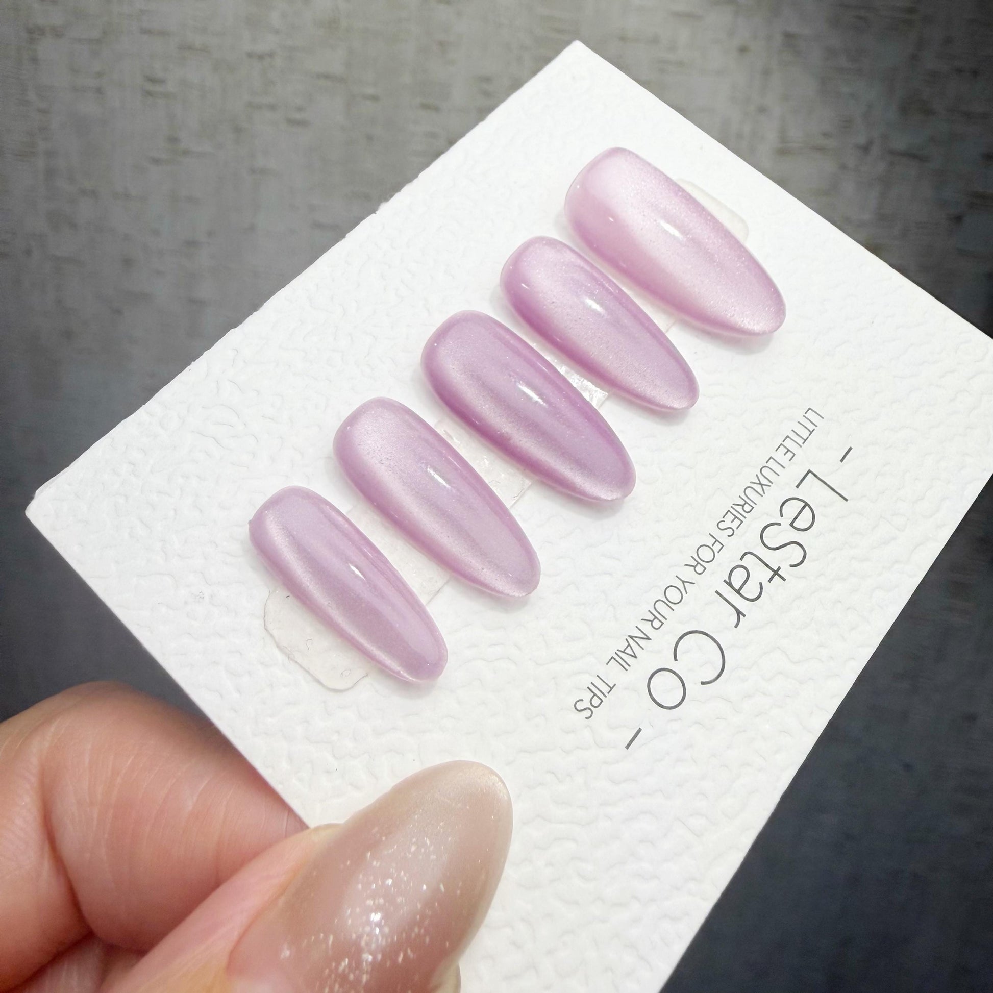 Handmade Lilac Whisper Cat Eye Gel Press On Nails – Reusable, Customizable Manicure