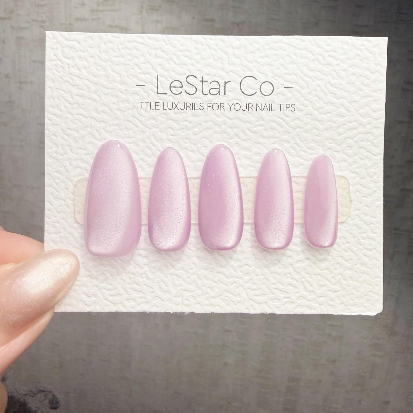Handmade Lilac Whisper Cat Eye Gel Press On Nails – Reusable, Customizable Manicure