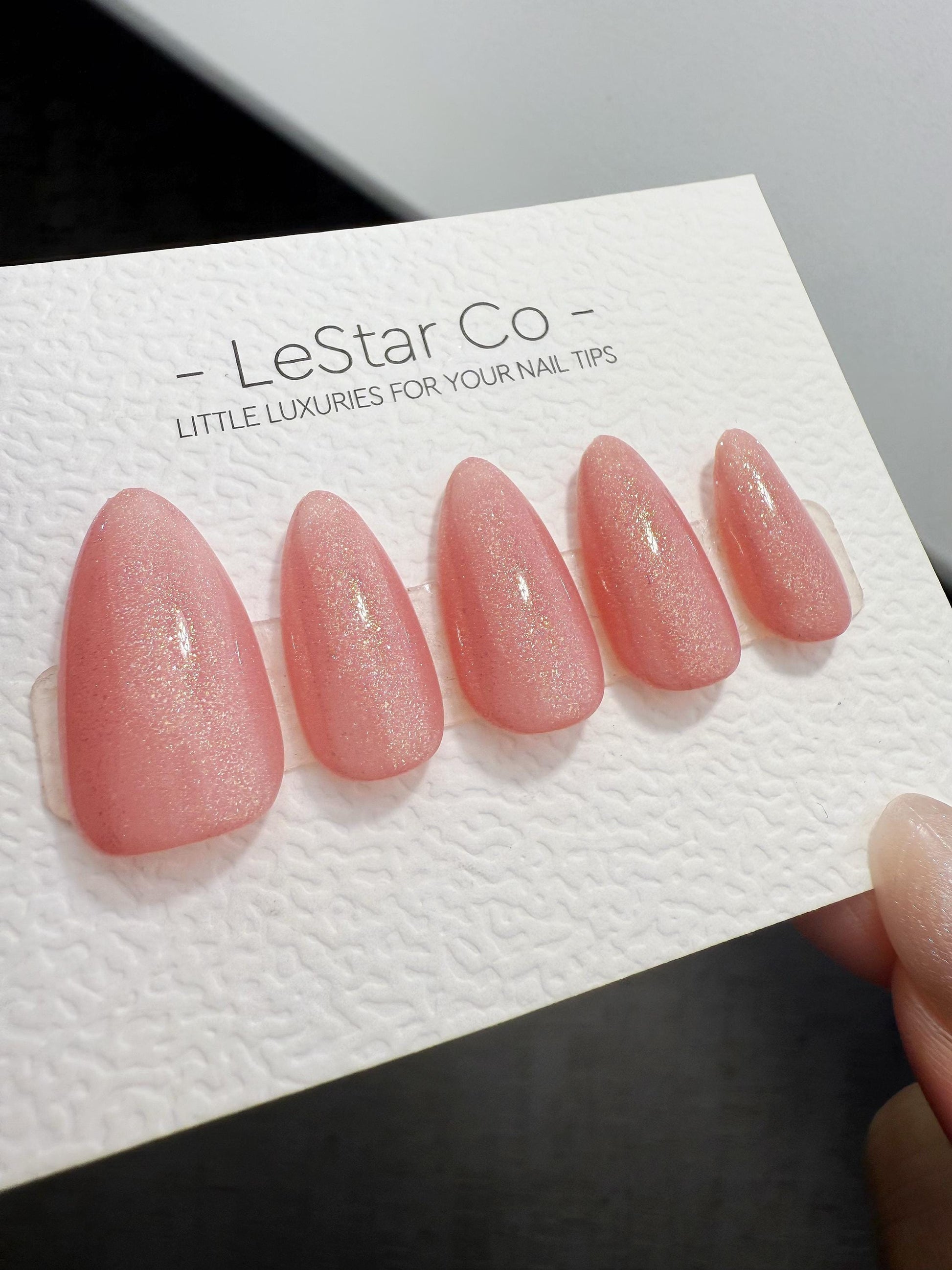 Timed Offer 4 For 3) Handmade Press On Sakura Glow Gel Acrylic Nails