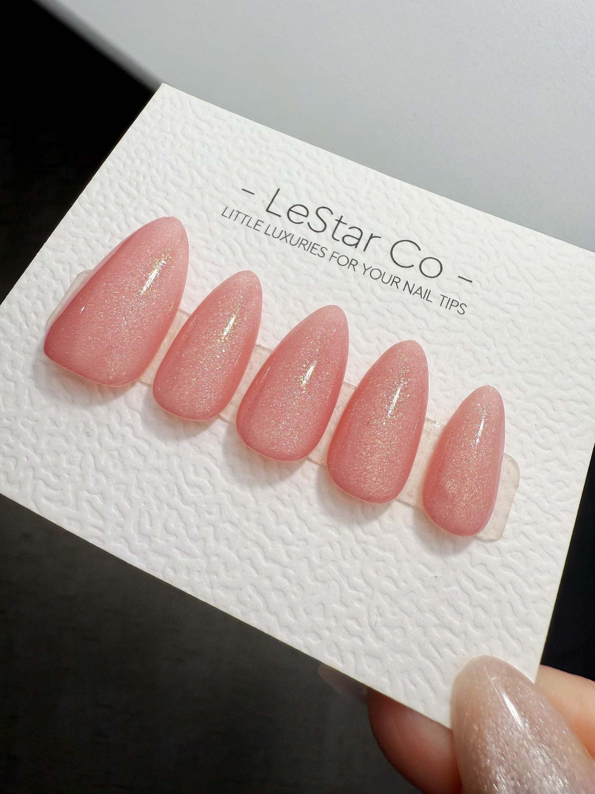Timed Offer 4 For 3) Handmade Press On Sakura Glow Gel Acrylic Nails