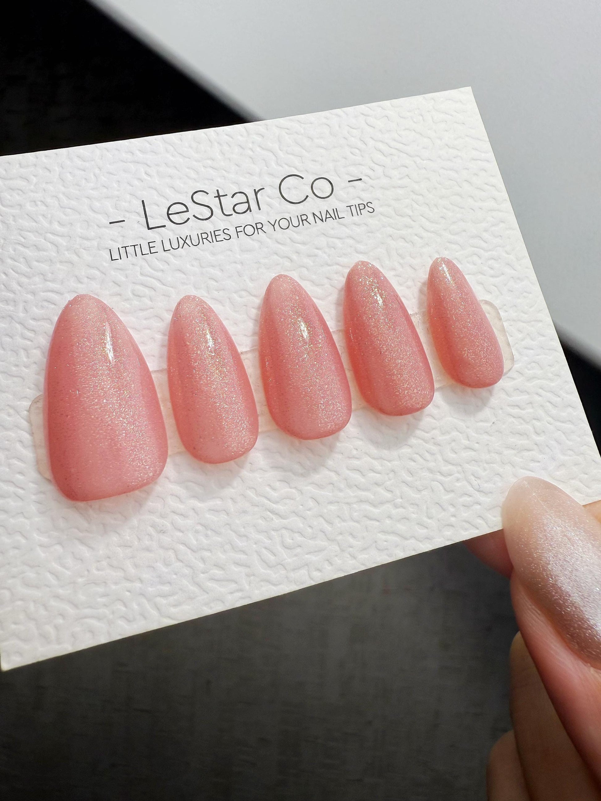 Timed Offer 4 For 3) Handmade Press On Sakura Glow Gel Acrylic Nails