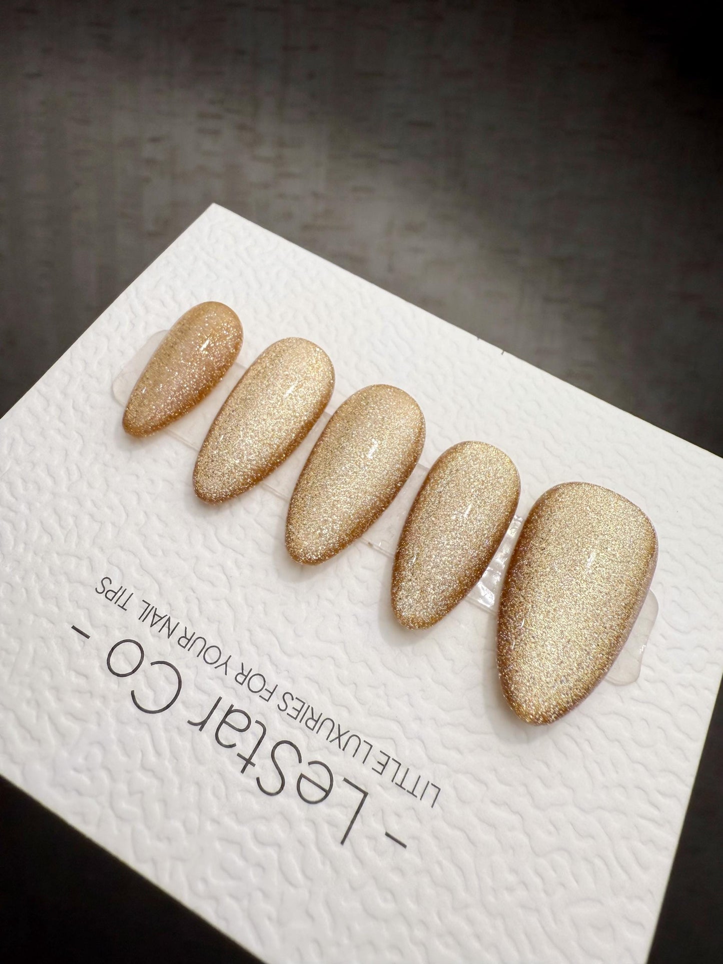Timed Offer 4 For 3) Handmade Press On Champagne Stardust Gel Acrylic Nails