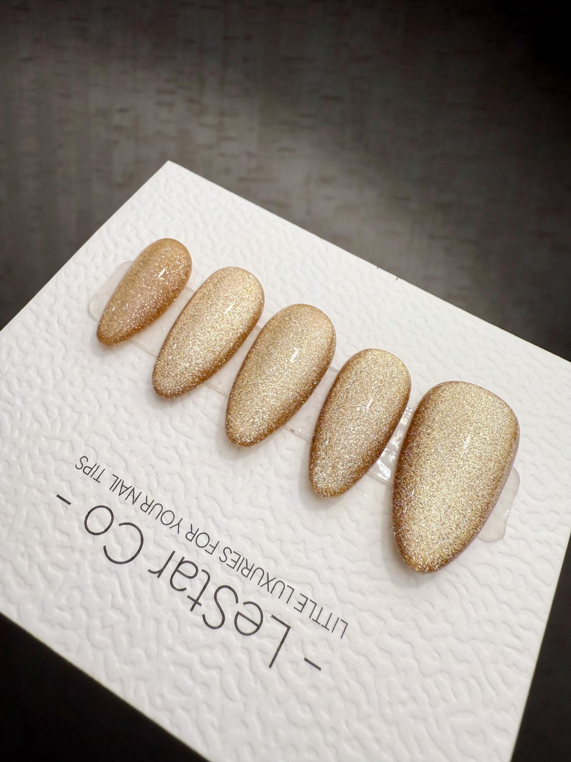 Timed Offer 4 For 3) Handmade Press On Champagne Stardust Gel Acrylic Nails