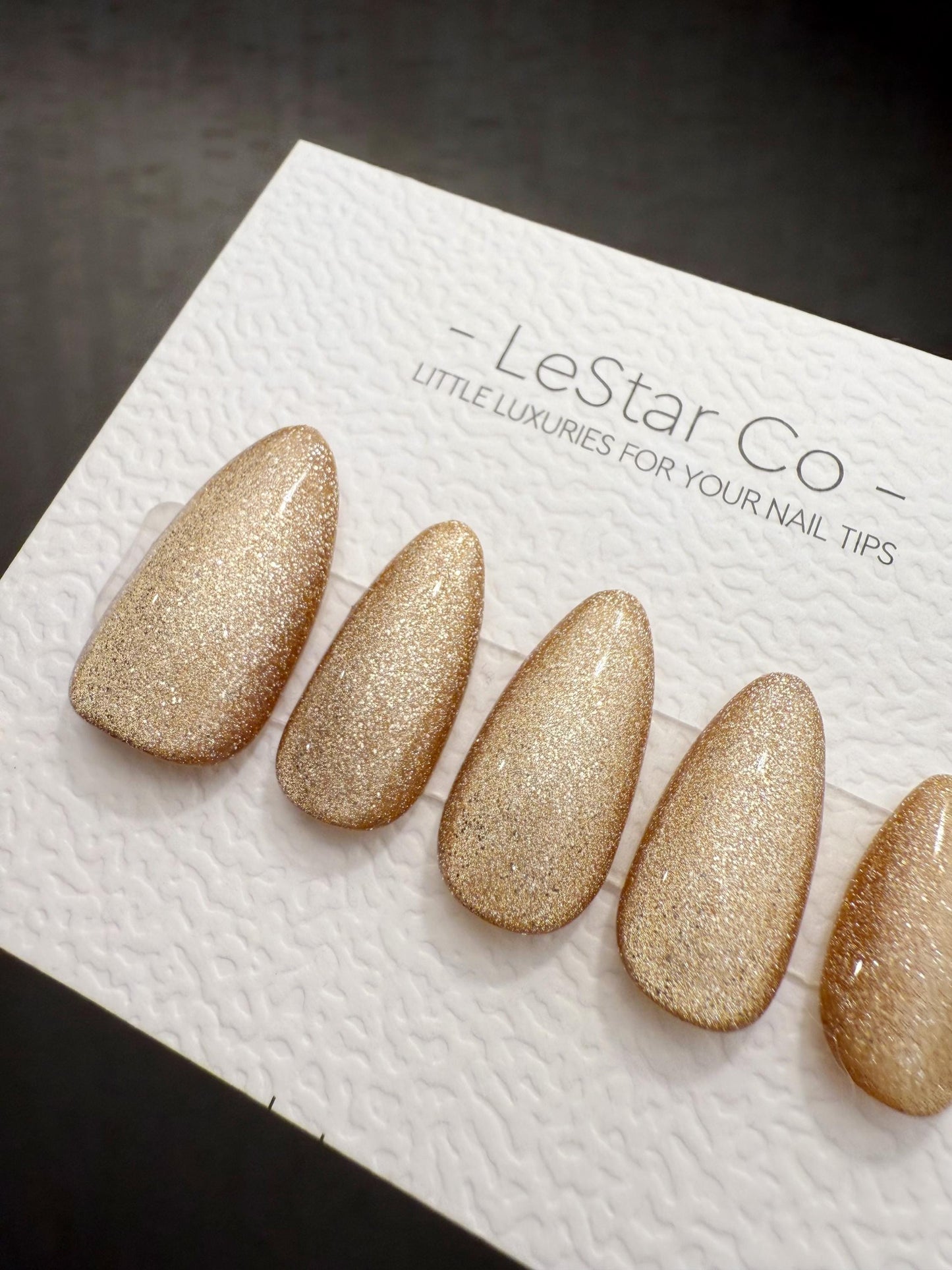 Timed Offer 4 For 3) Handmade Press On Champagne Stardust Gel Acrylic Nails