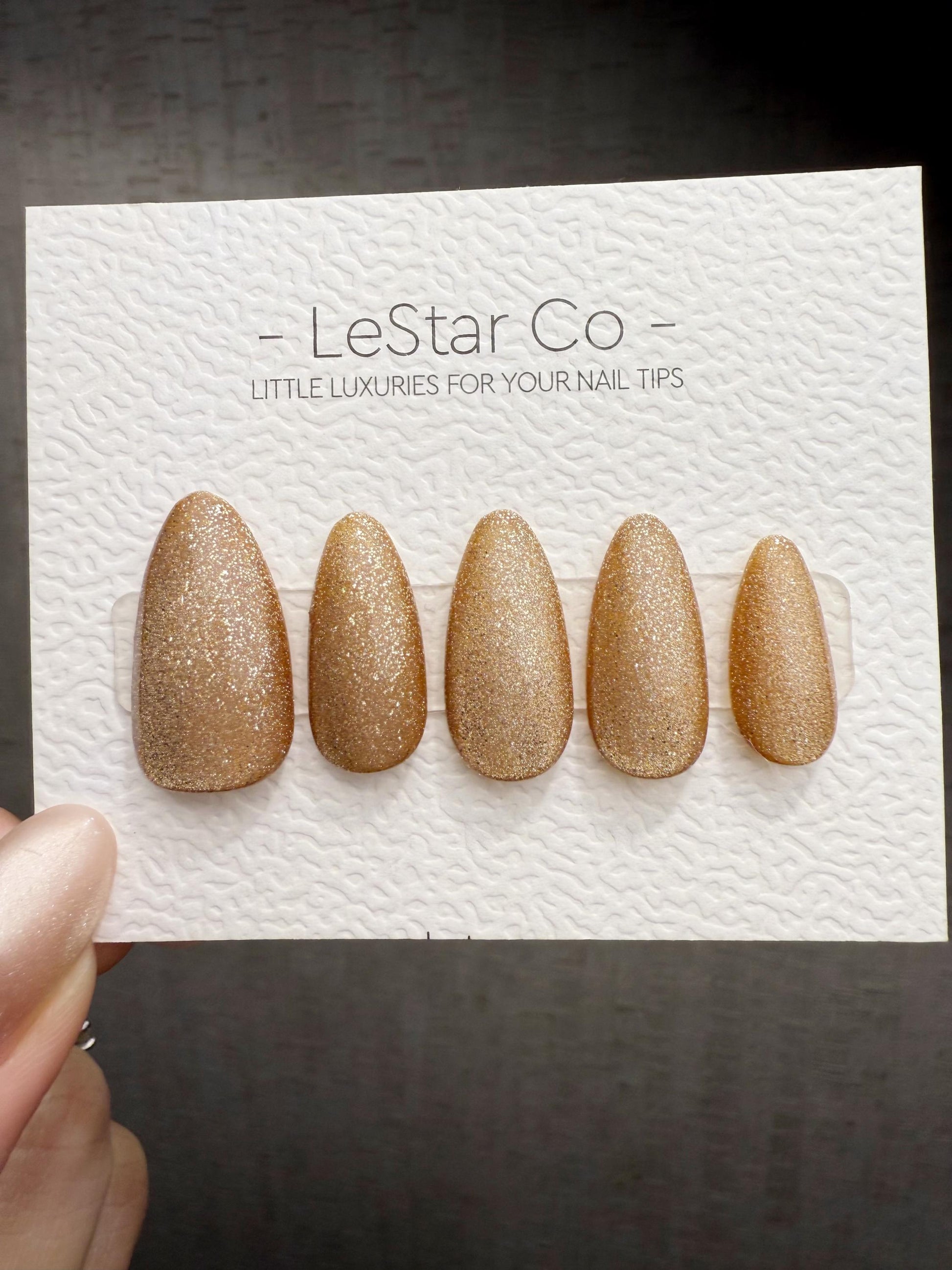Timed Offer 4 For 3) Handmade Press On Champagne Stardust Gel Acrylic Nails