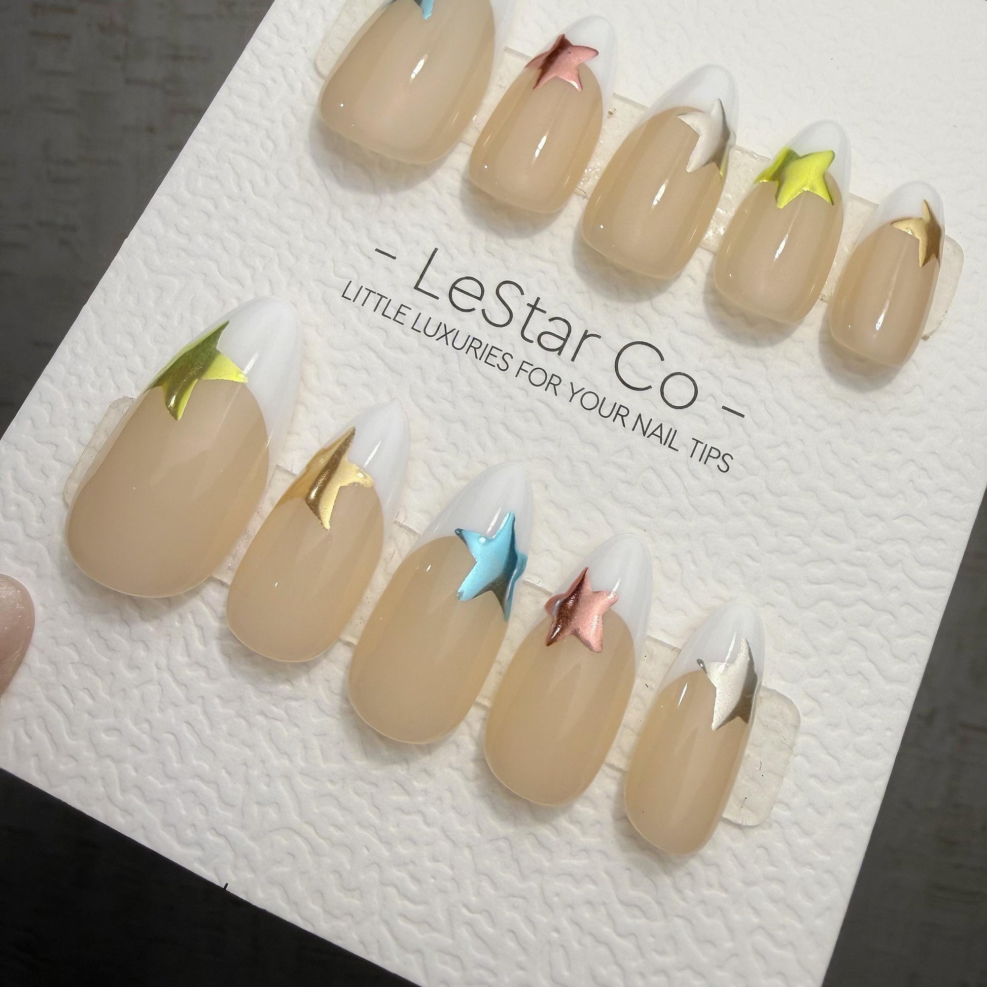 Timed Offer 4 For 3) Handmade Press On Star Pop Gel Acrylic Nails