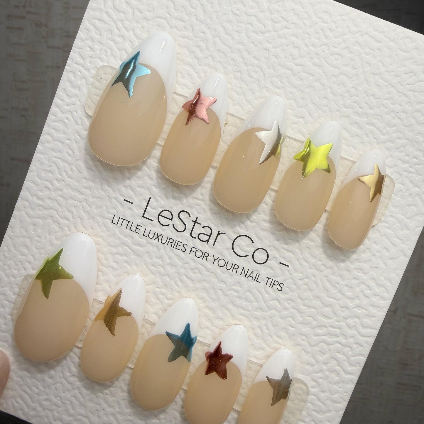Timed Offer 4 For 3) Handmade Press On Star Pop Gel Acrylic Nails