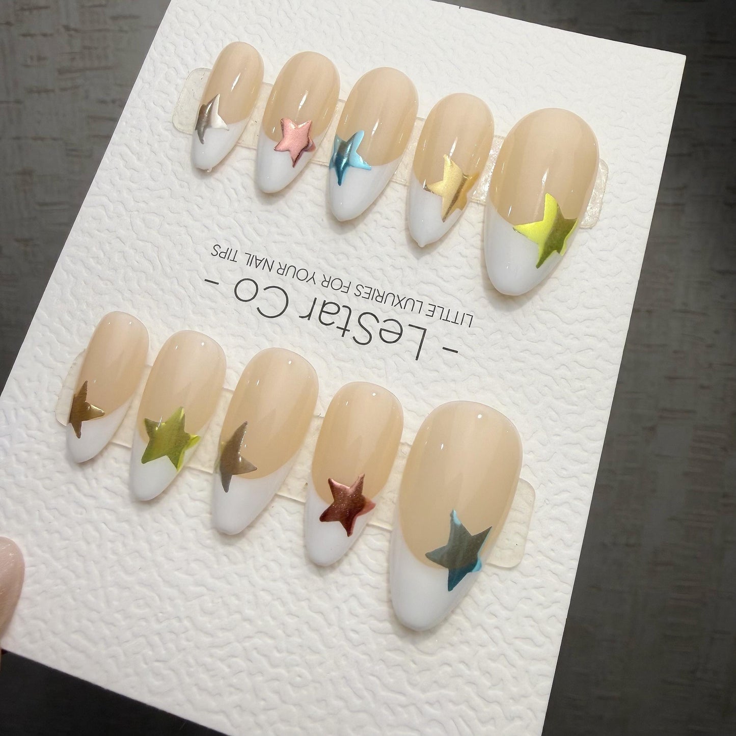 Timed Offer 4 For 3) Handmade Press On Star Pop Gel Acrylic Nails
