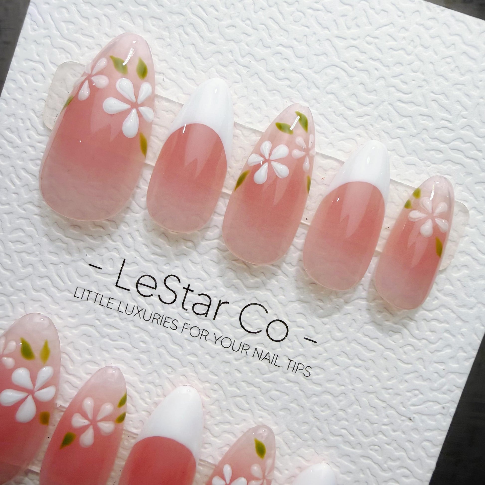 Timed Offer 4 For 3) Handmade Press On Spring Petals Gel Acrylic Nails