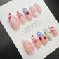 Handmade Gel Press On Nails: Dolly Picnic