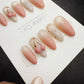 Handmade Cat Eye Gel Press On Nails: Cherry Milk