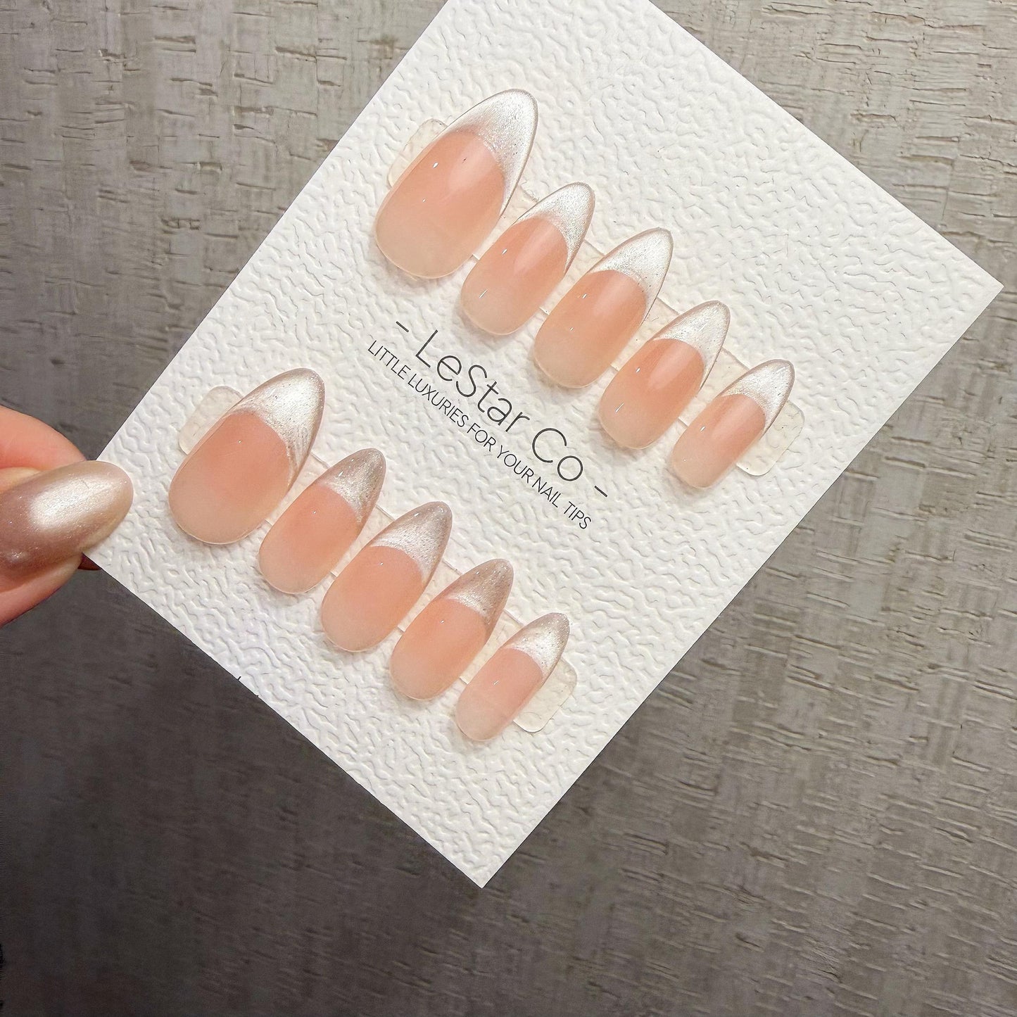 Timed Offer 4 For 3) Handmade Press On Silver Veil Cat Eye Gel Nails