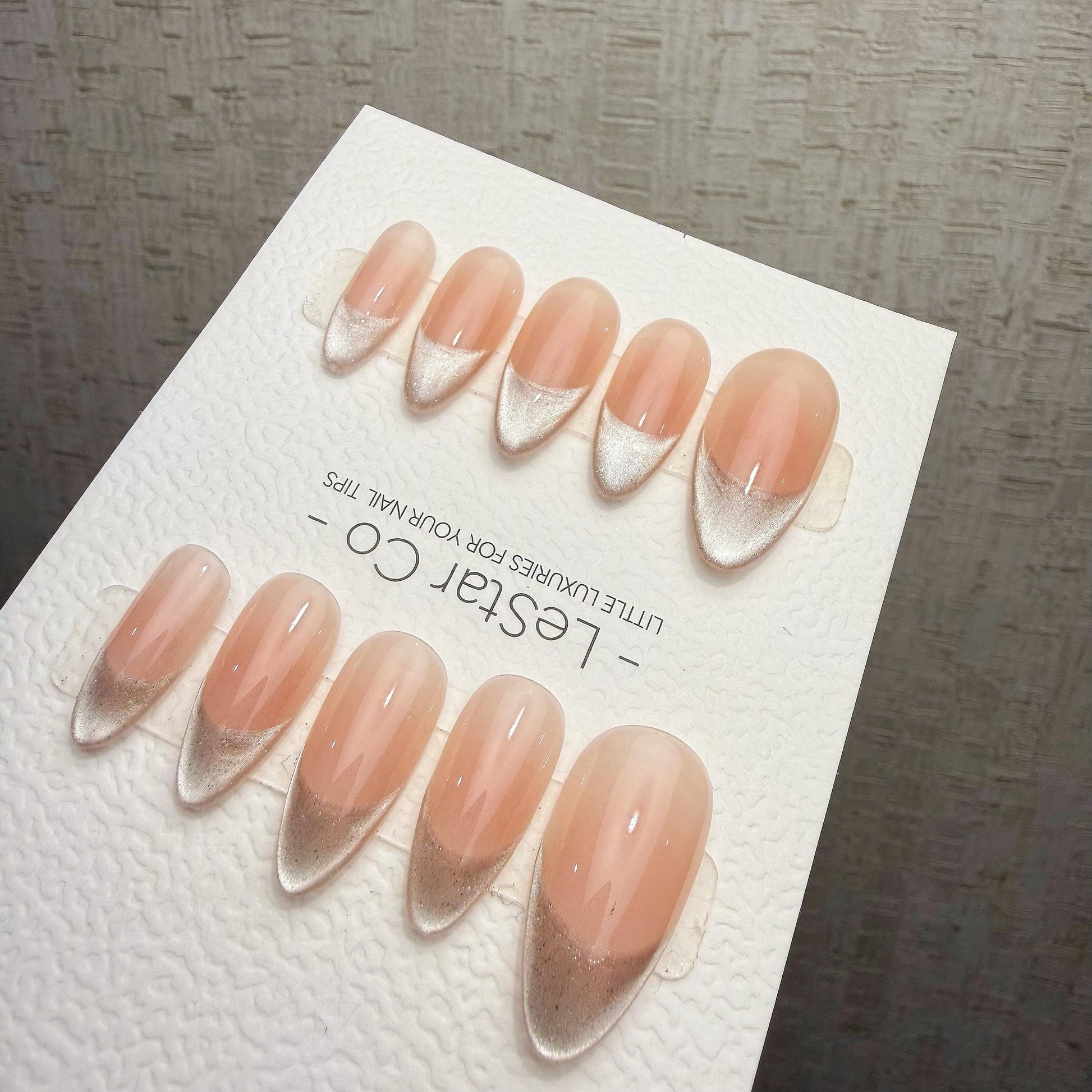 Timed Offer 4 For 3) Handmade Press On Silver Veil Cat Eye Gel Nails