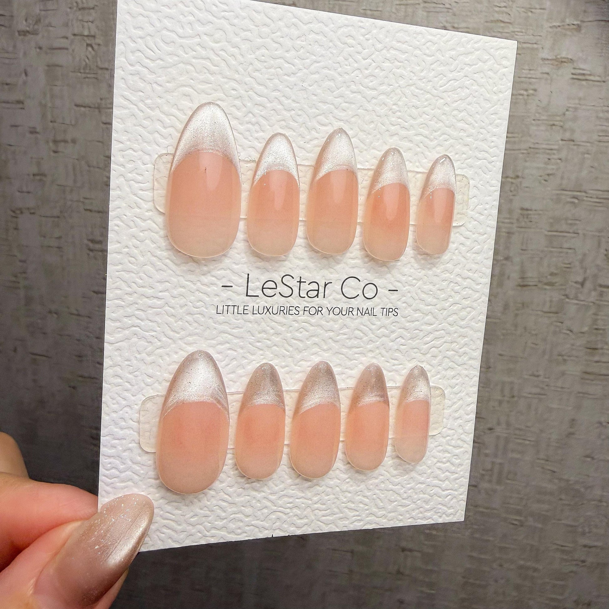 Timed Offer 4 For 3) Handmade Press On Silver Veil Cat Eye Gel Nails