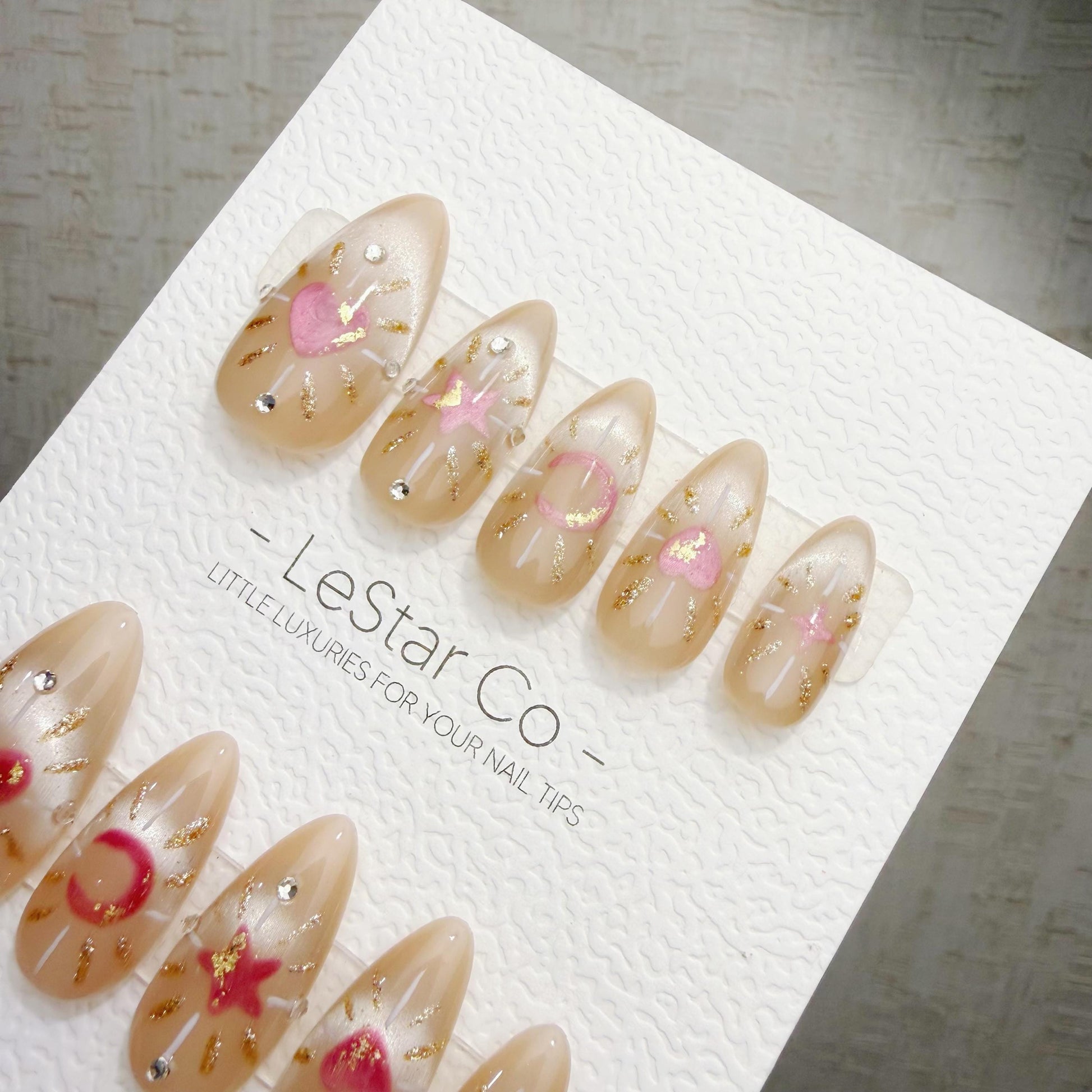Timed Offer 4 For 3) Handmade Press On Moonlight Wishes Gel Acrylic Nails