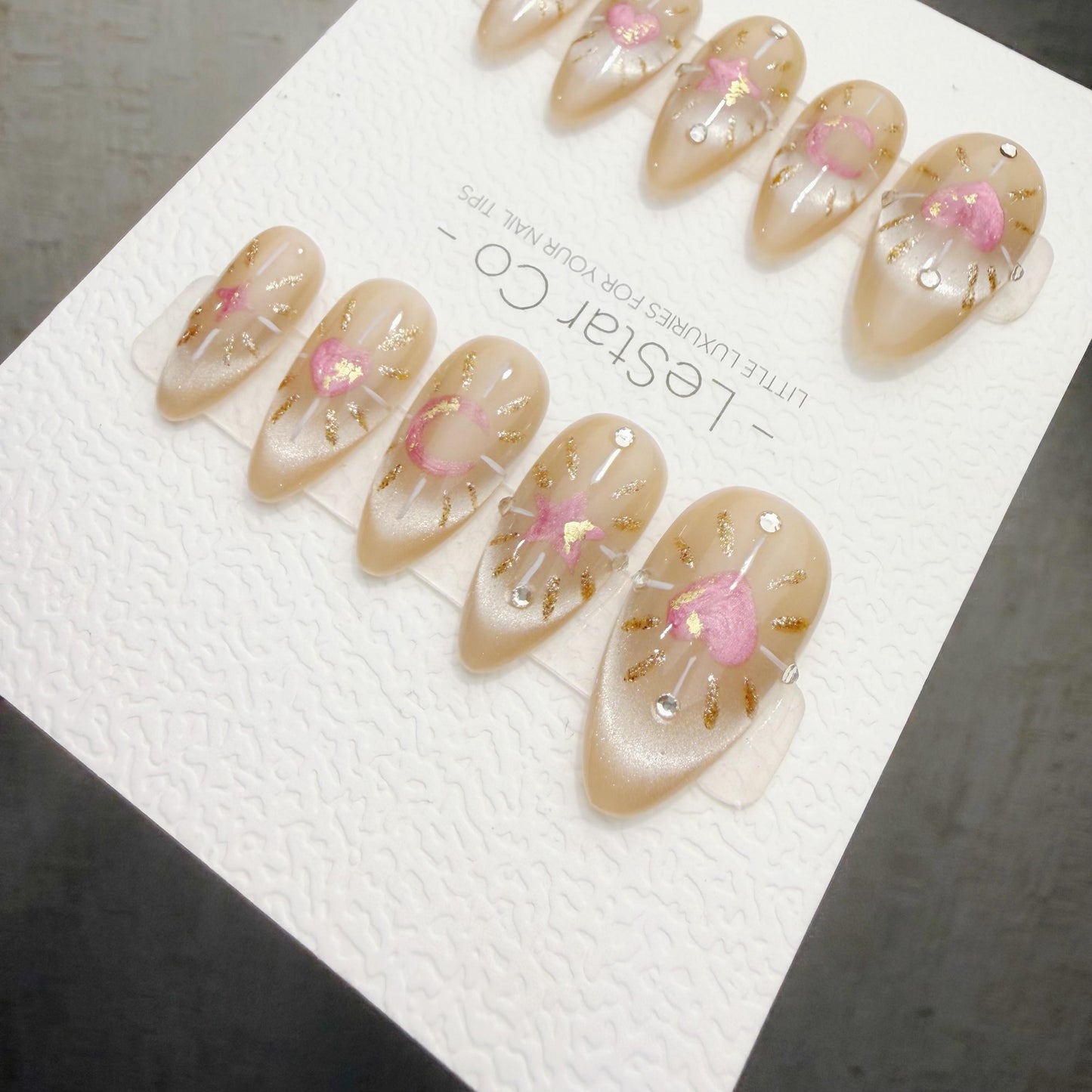 Timed Offer 4 For 3) Handmade Press On Moonlight Wishes Gel Acrylic Nails