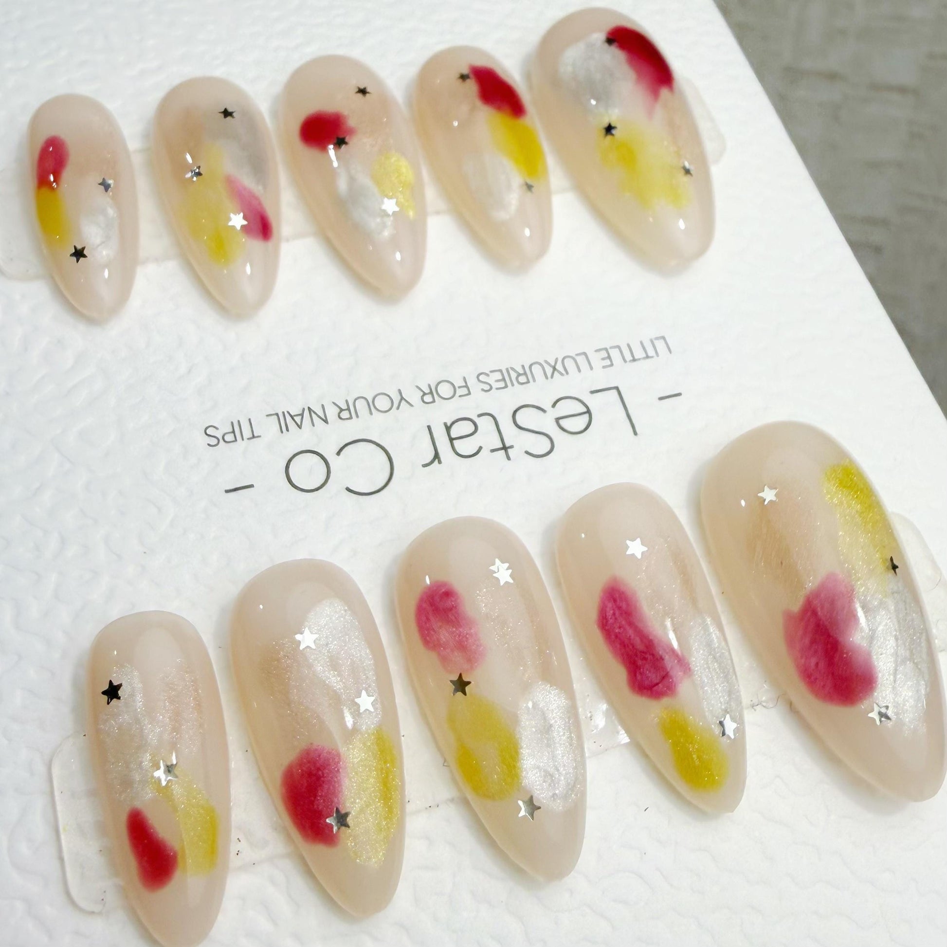 Timed Offer 4 For 3) Handmade Press On Dream Nebula Gel Acrylic Nails