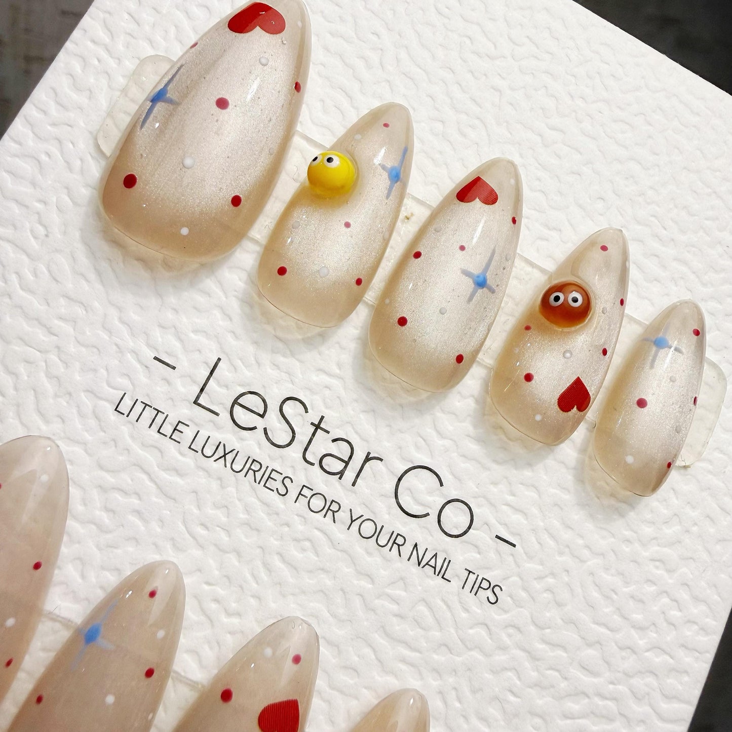 Timed Offer 4 For 3) Handmade Press On Tiny Heart Galaxy Gel Acrylic Nails