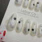 Handmade Frosted Cosmos Press On Nails – Gel Acrylic Manicure