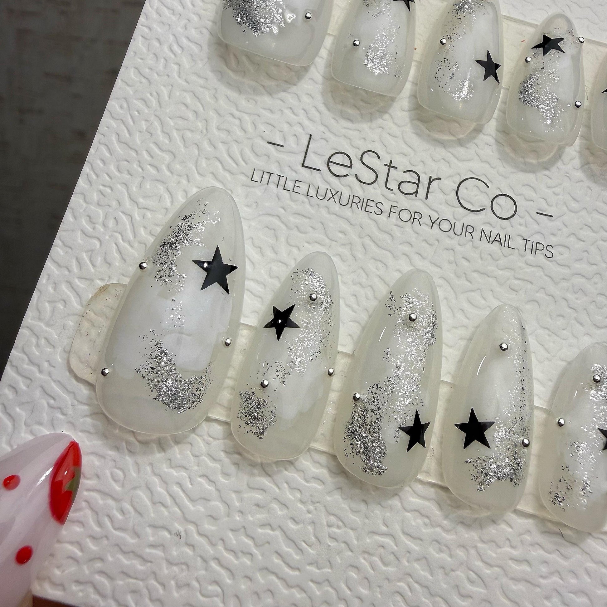 Handmade Frosted Cosmos Press On Nails – Gel Acrylic Manicure