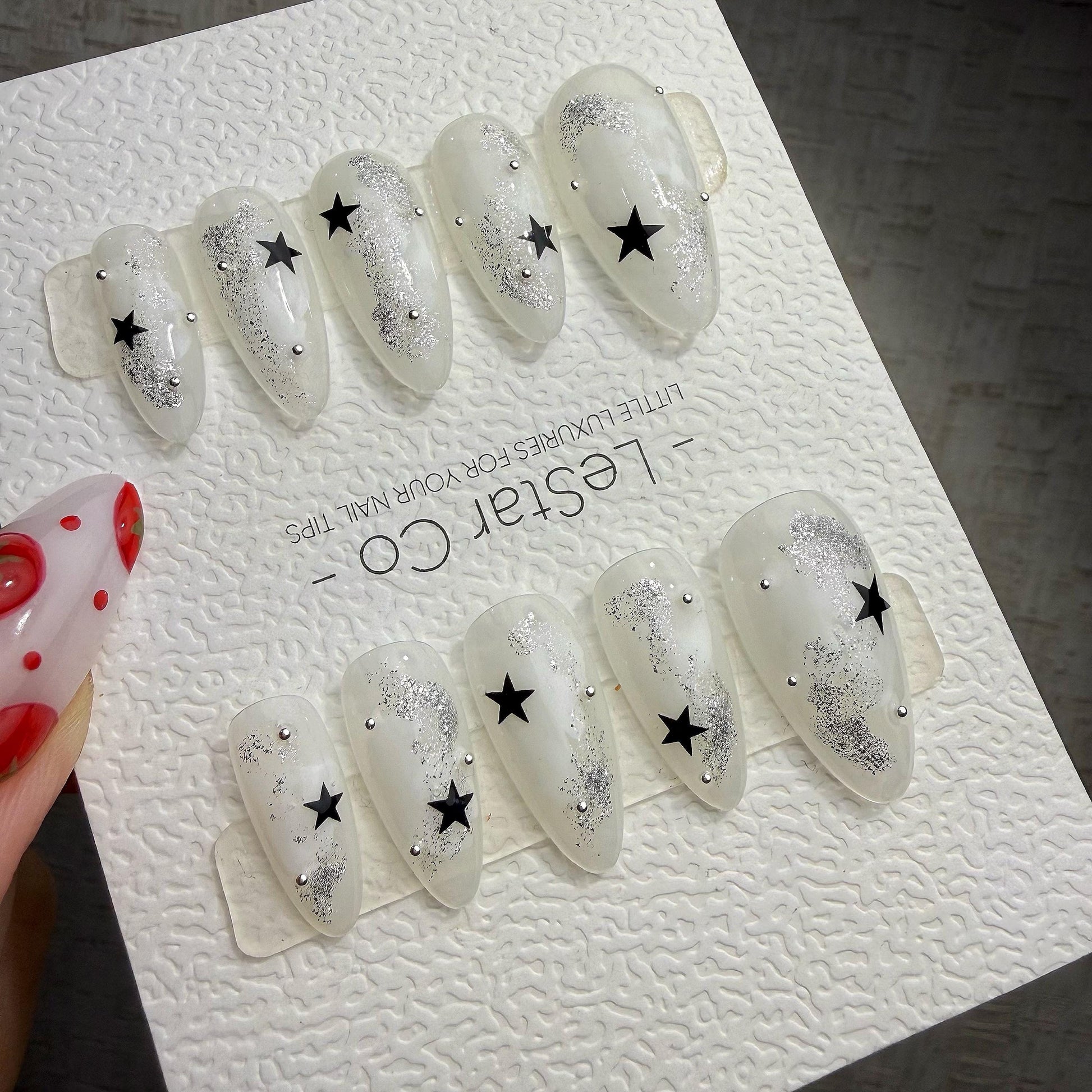 Handmade Frosted Cosmos Press On Nails – Gel Acrylic Manicure