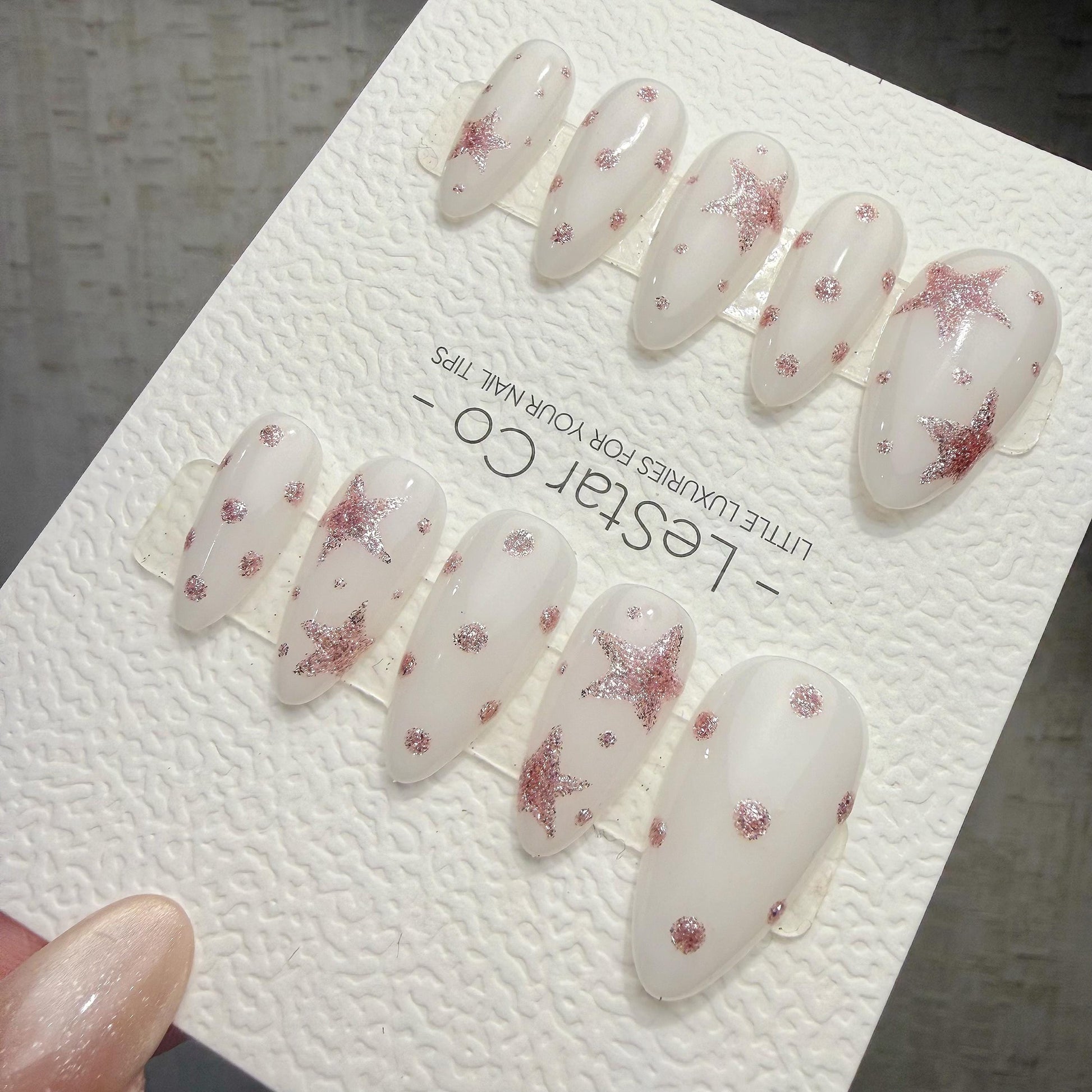 Timed Offer 4 For 3) Handmade Press On Sugar Star Dream Gel Acrylic Nails