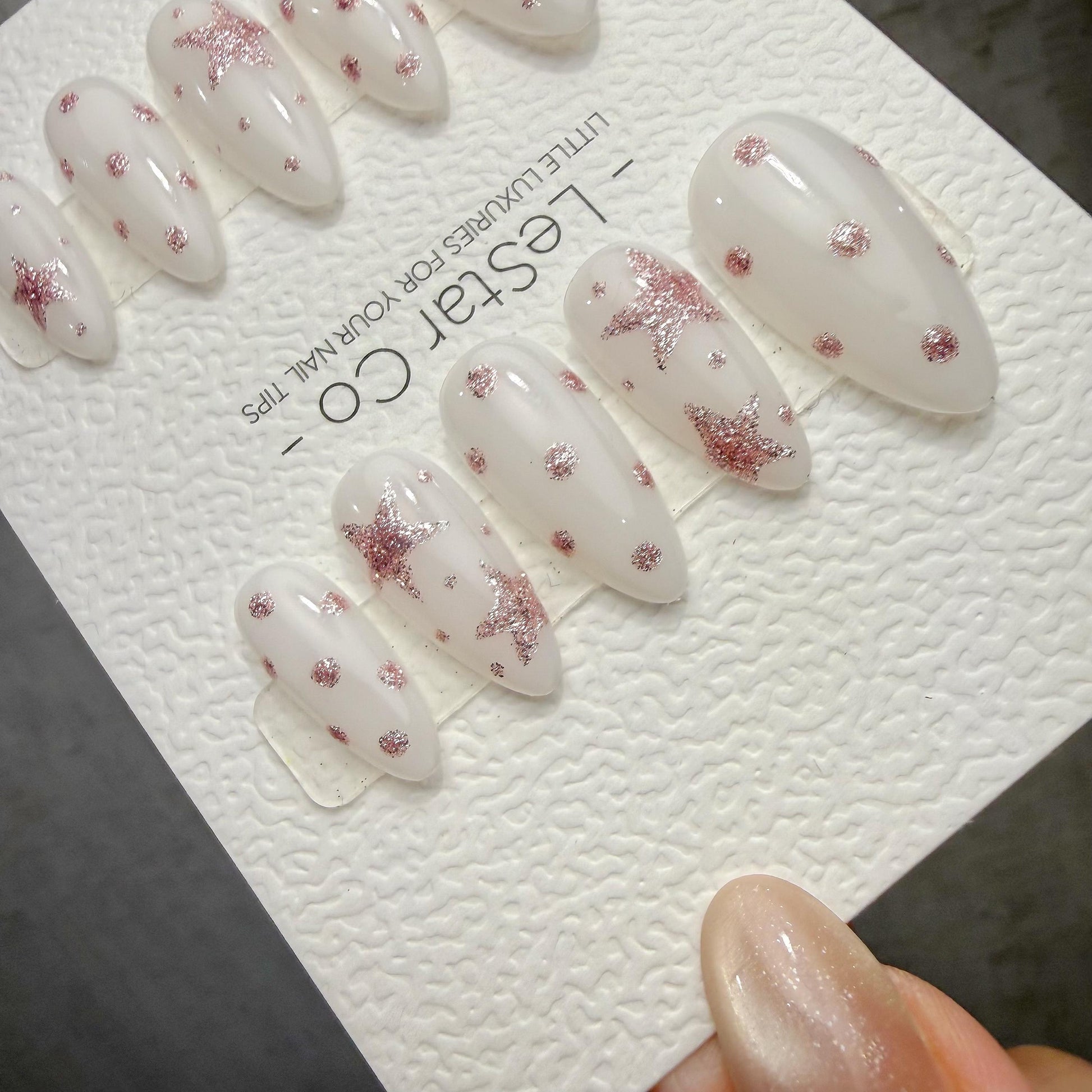 Timed Offer 4 For 3) Handmade Press On Sugar Star Dream Gel Acrylic Nails