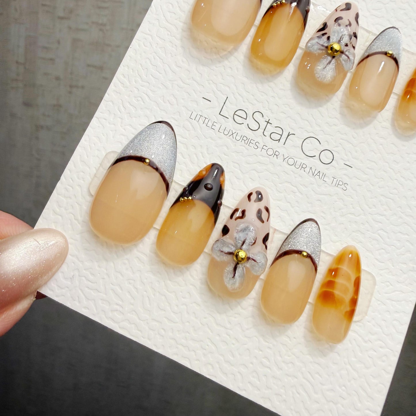 Timed Offer 4 For 3) Handmade Press On Leopard Princess Gel Acrylic Nails
