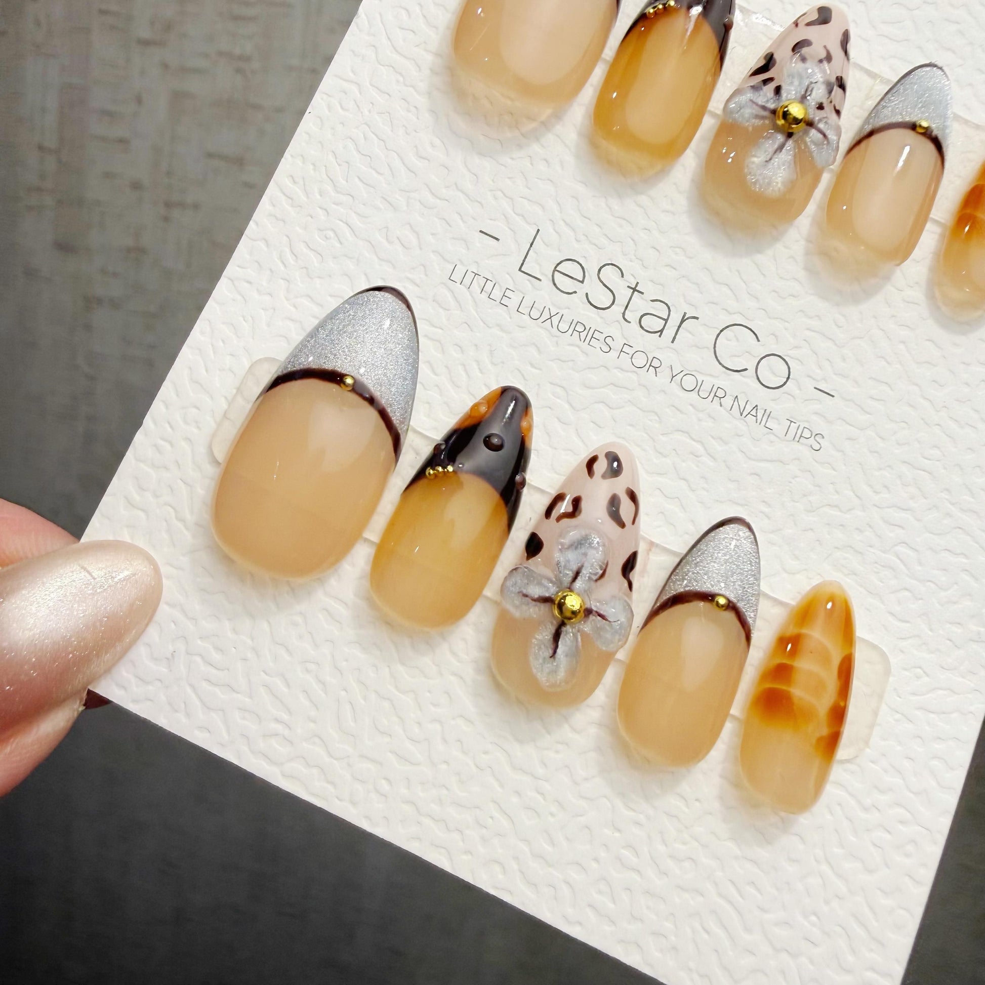 Timed Offer 4 For 3) Handmade Press On Leopard Princess Gel Acrylic Nails