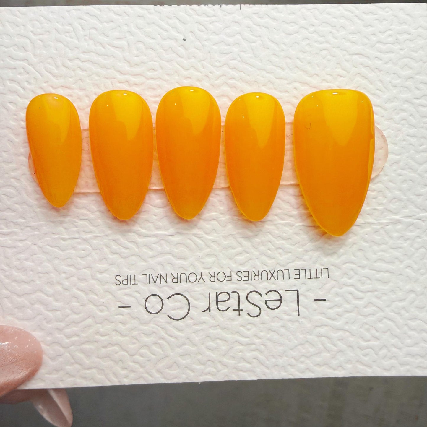 Timed Offer 4 For 3) Handmade Press On Mango Sunrise Gel Acrylic Nails