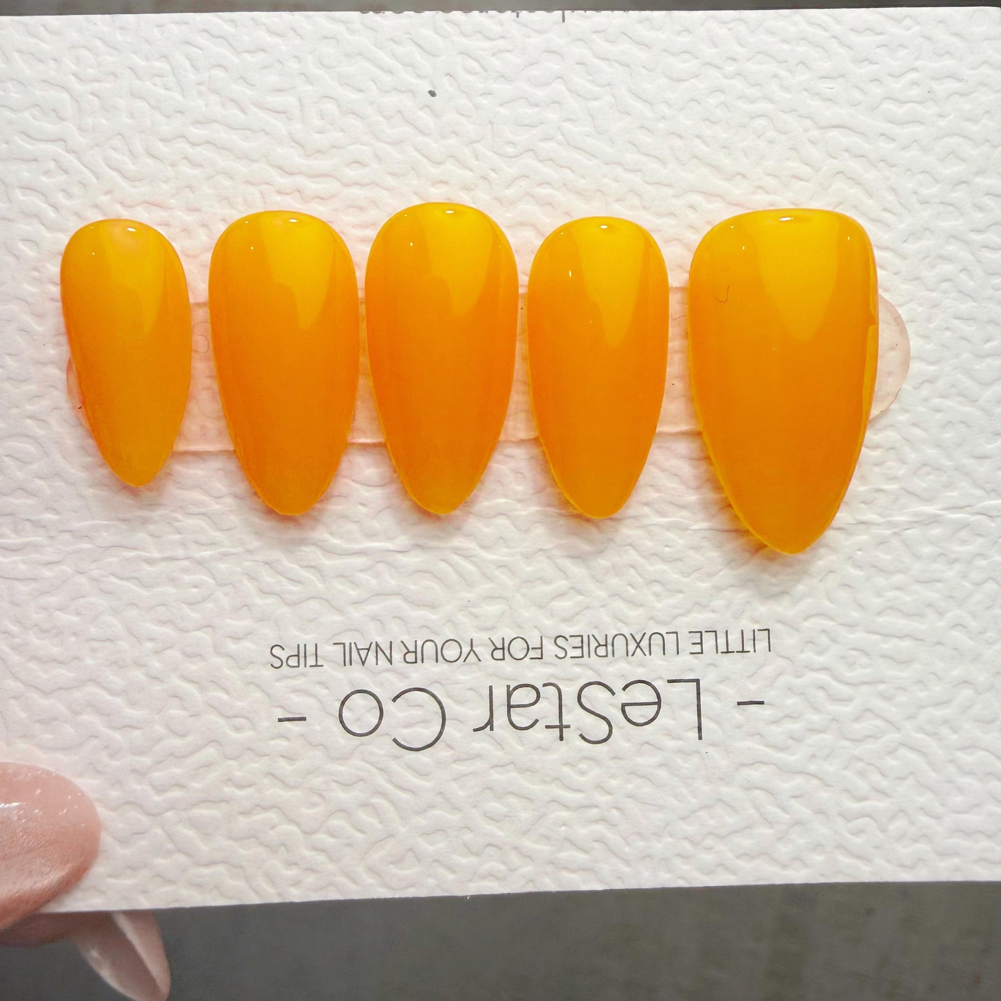 Timed Offer 4 For 3) Handmade Press On Mango Sunrise Gel Acrylic Nails