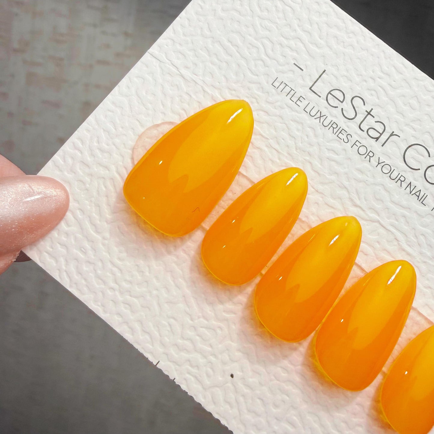 Timed Offer 4 For 3) Handmade Press On Mango Sunrise Gel Acrylic Nails