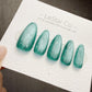 Timed Offer 4 For 3) Handmade Press On Frozen Mint Cat Eye Gel Nails