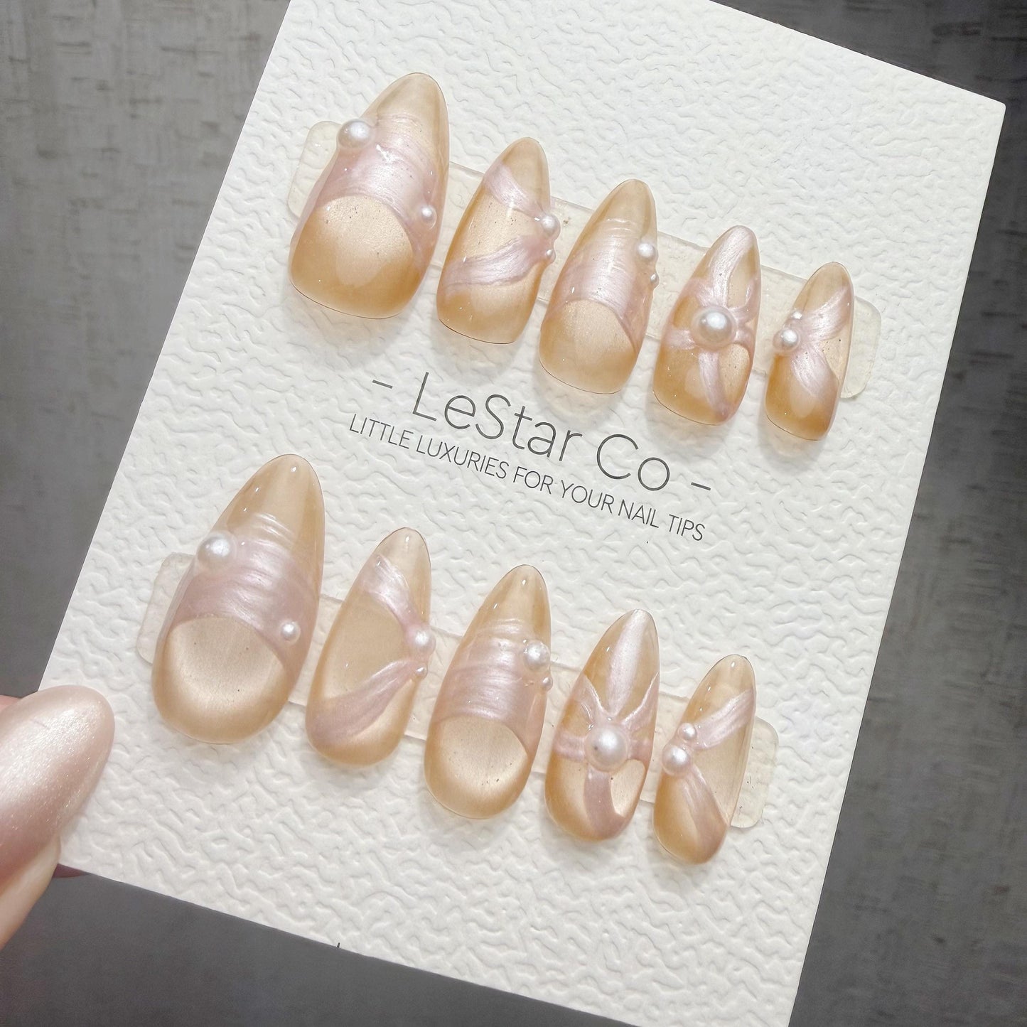 Timed Offer 4 For 3) Handmade Press On Bridal Bloom Gel Acrylic Nails