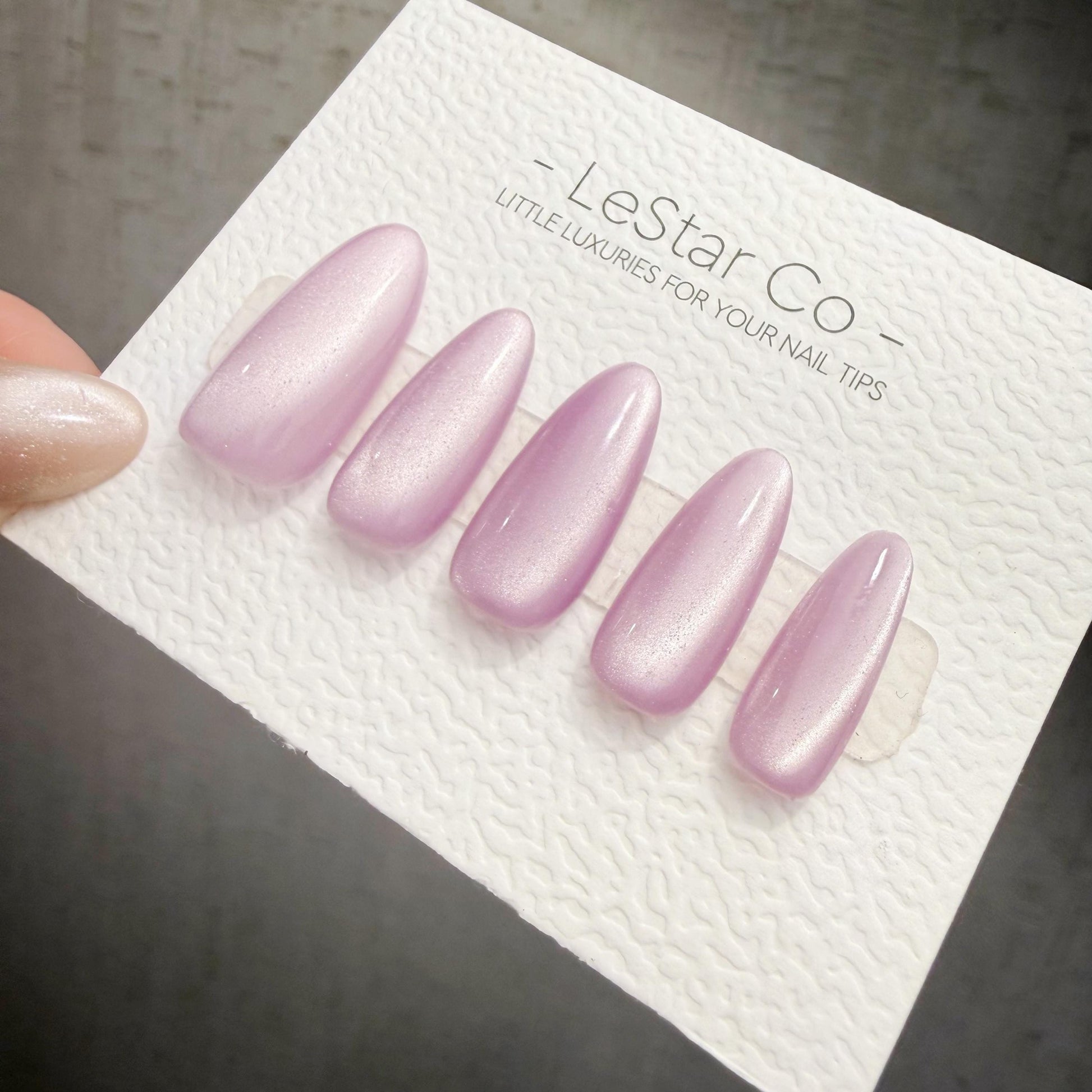 Handmade Lilac Whisper Cat Eye Gel Press On Nails – Reusable, Customizable Manicure