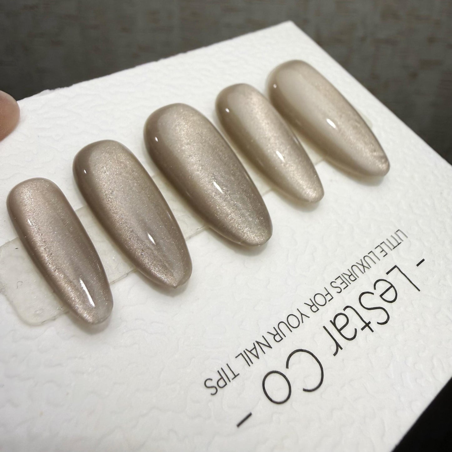 Handmade Silver Cashmere Cat Eye Gel Press On Nails – Reusable, Customizable Manicure