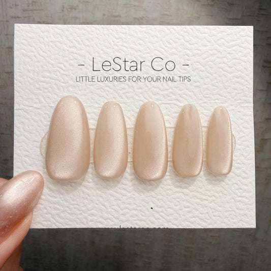 Handmade Silk Cashmere Cat Eye Gel Press On Nails – Reusable, Customizable Manicure