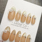 Timed Offer 4 For 3) Handmade Press On Champagne Blossom Gel Acrylic Nails