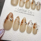 Timed Offer 4 For 3) Handmade Press On Amber Veil Gel Acrylic Nails