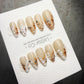 Timed Offer 4 For 3) Handmade Press On Amber Veil Gel Acrylic Nails