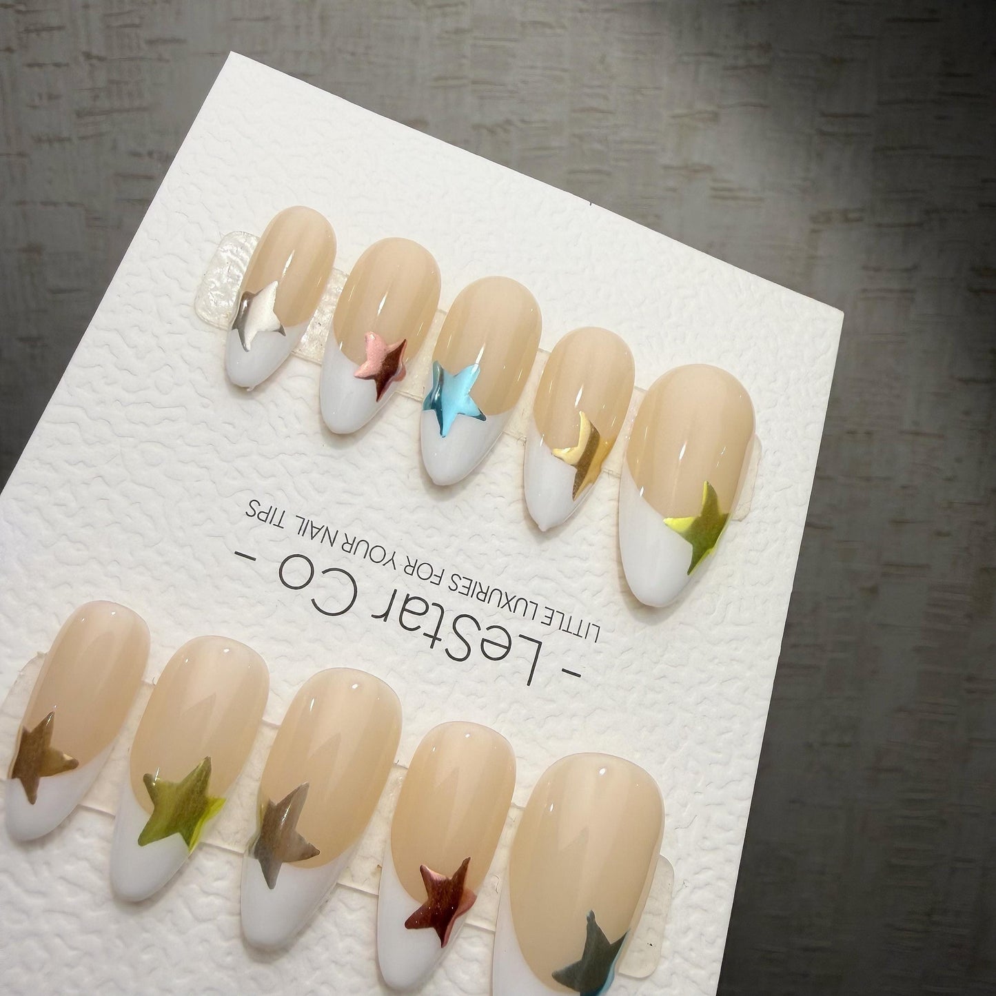 Timed Offer 4 For 3) Handmade Press On Star Pop Gel Acrylic Nails