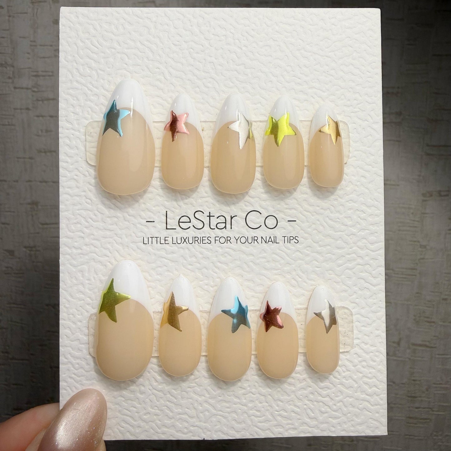 Timed Offer 4 For 3) Handmade Press On Star Pop Gel Acrylic Nails