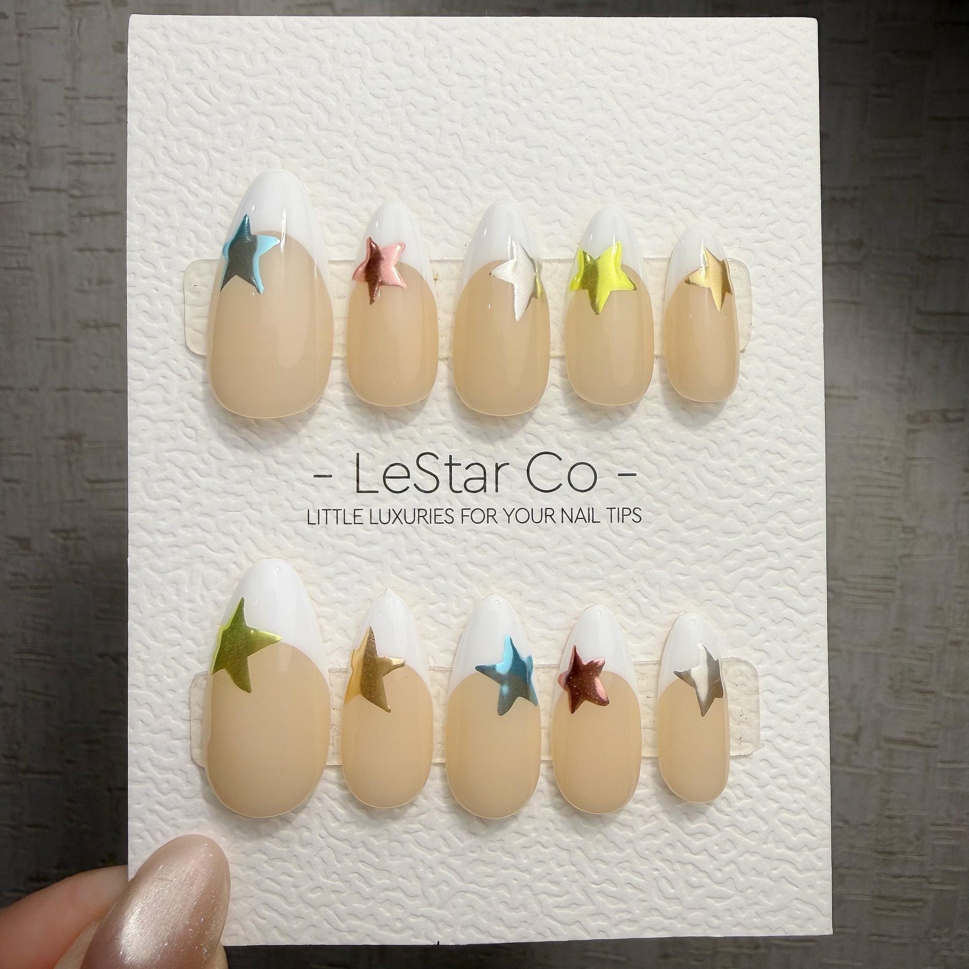 Timed Offer 4 For 3) Handmade Press On Star Pop Gel Acrylic Nails