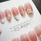 Timed Offer 4 For 3) Handmade Press On Spring Petals Gel Acrylic Nails