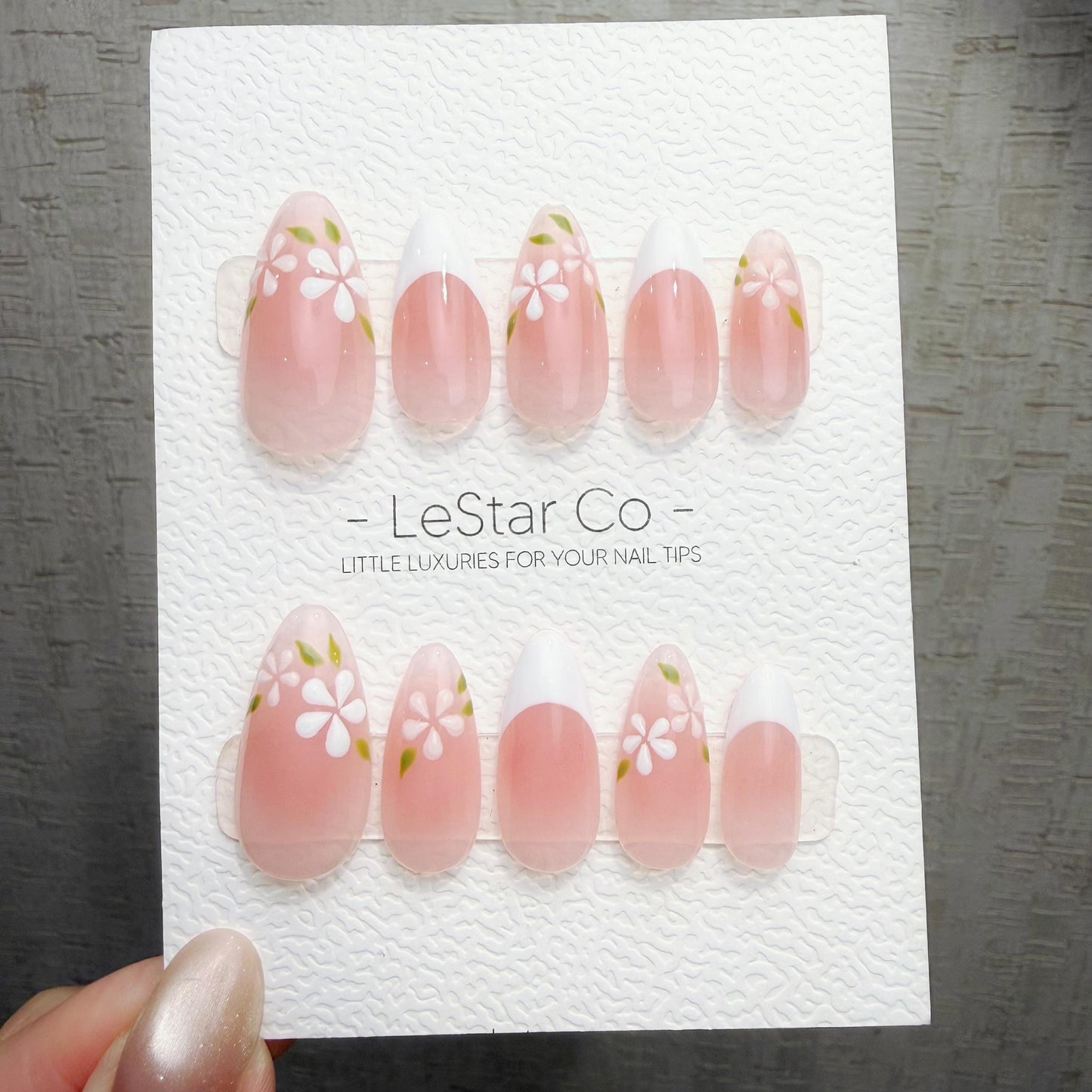 Timed Offer 4 For 3) Handmade Press On Spring Petals Gel Acrylic Nails