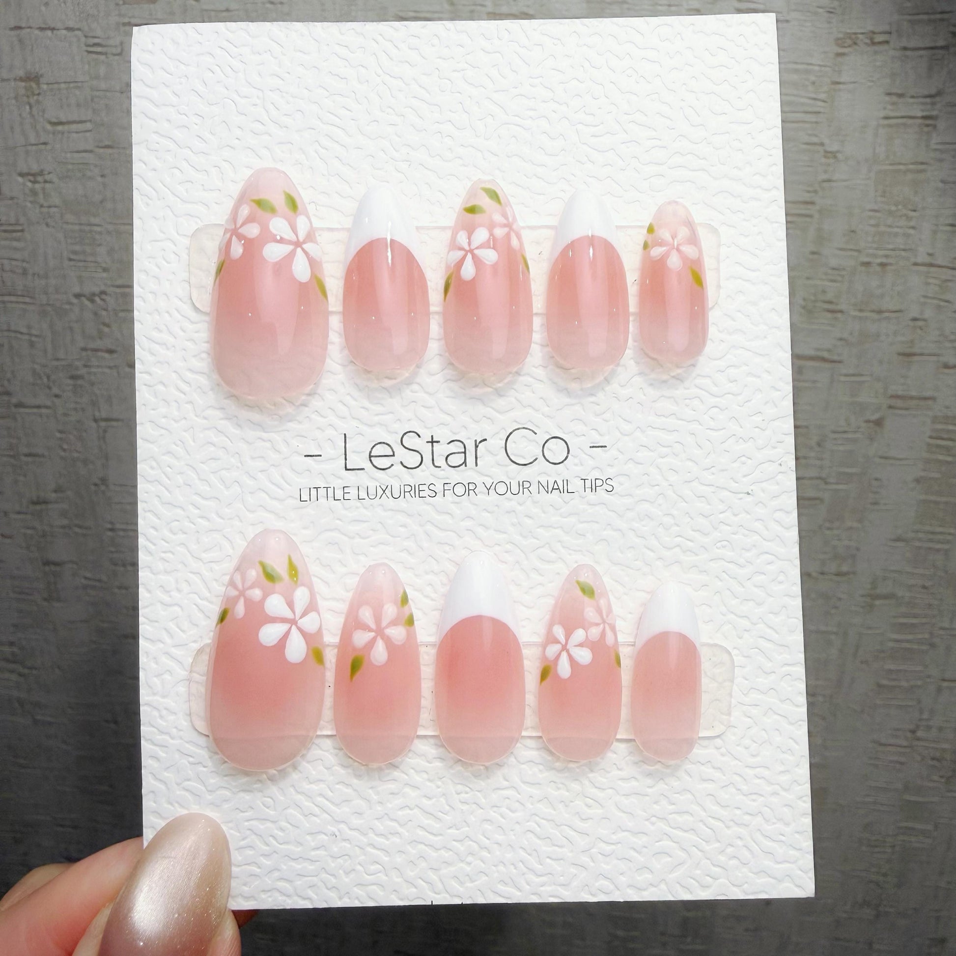 Timed Offer 4 For 3) Handmade Press On Spring Petals Gel Acrylic Nails