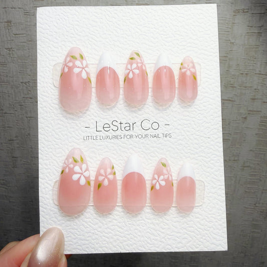 Timed Offer 4 For 3) Handmade Press On Spring Petals Gel Acrylic Nails
